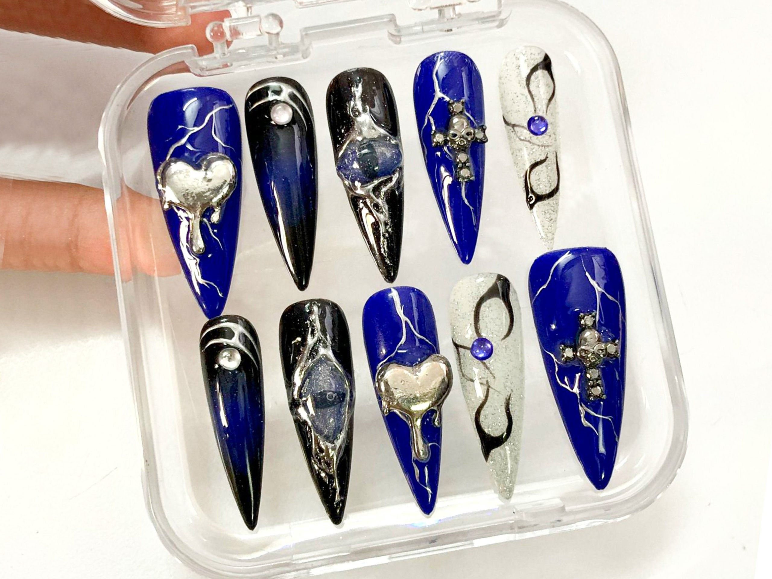 Gothic Midnight Blue Press On Nails